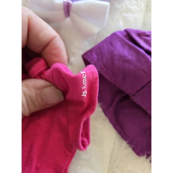 American Girl Clothes Pleasant Co Mixed Lot Pink Hoodie T Shirts Skirt Hair Bow - Picture 4 of 13